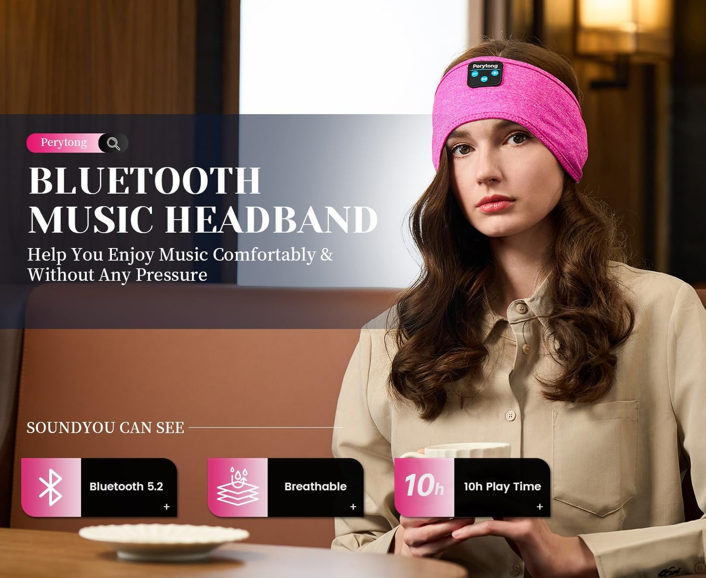 Ultra-Soft Sleep Headband with Built-in Headphones - Perfect for Side Sleepers and Music Lovers