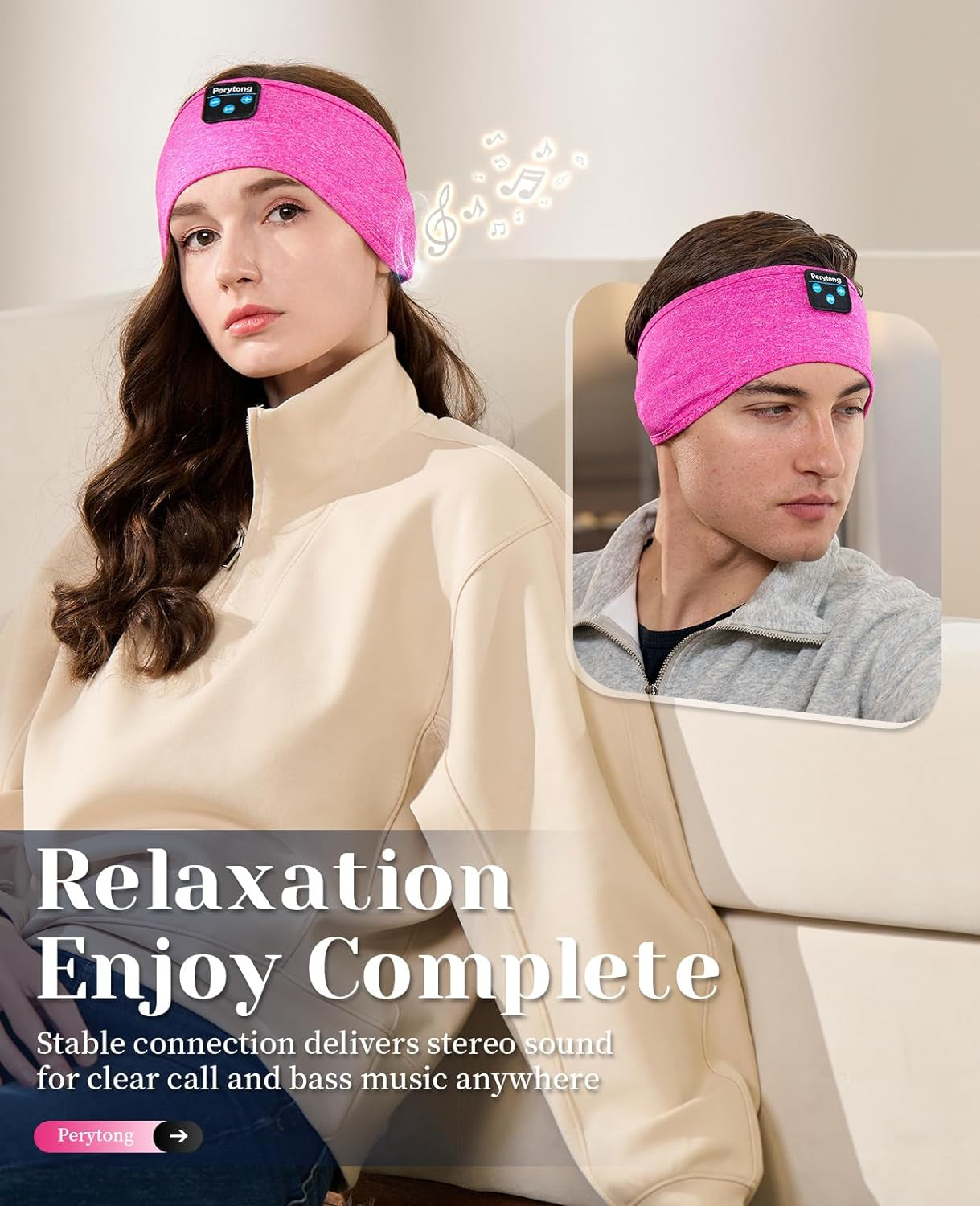 Ultra-Soft Sleep Headband with Built-in Headphones - Perfect for Side Sleepers and Music Lovers