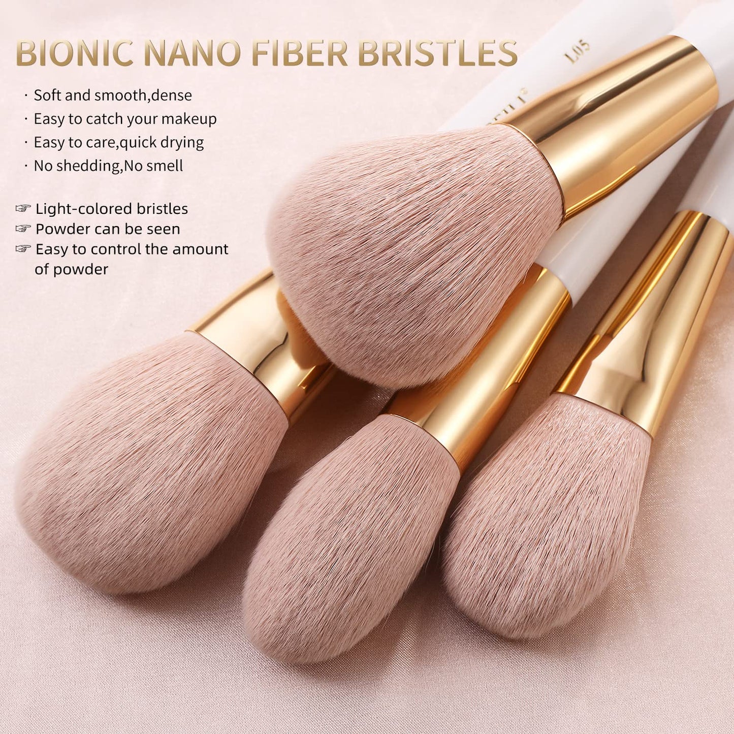 30-Piece Professional Makeup Brush Set - Premium Vegan Synthetic Kabuki Foundation, Blending, Face Powder, Blush, Concealer, and Eyeshadow Brushes in White/Rose Gold