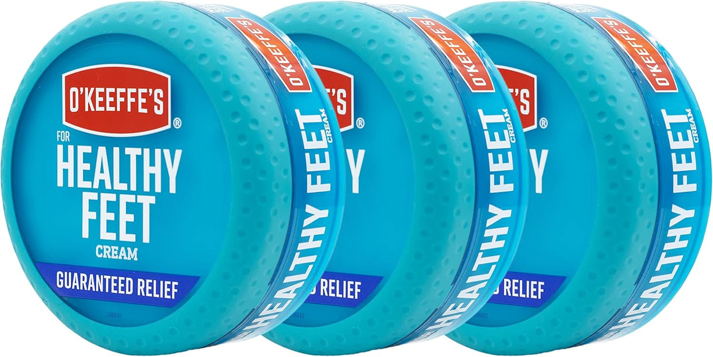 Healthy Feet Foot Cream - Effective Relief for Extremely Dry and Cracked Feet - Instant Moisture Boost - 3.2 Ounce Jar (Pack of 3)