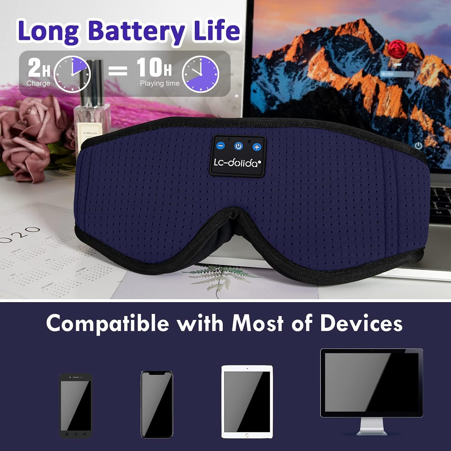 Relax & Unwind: Colorful Steam Eye Mask with Music Headphones – Perfect Gift for Side Sleepers!