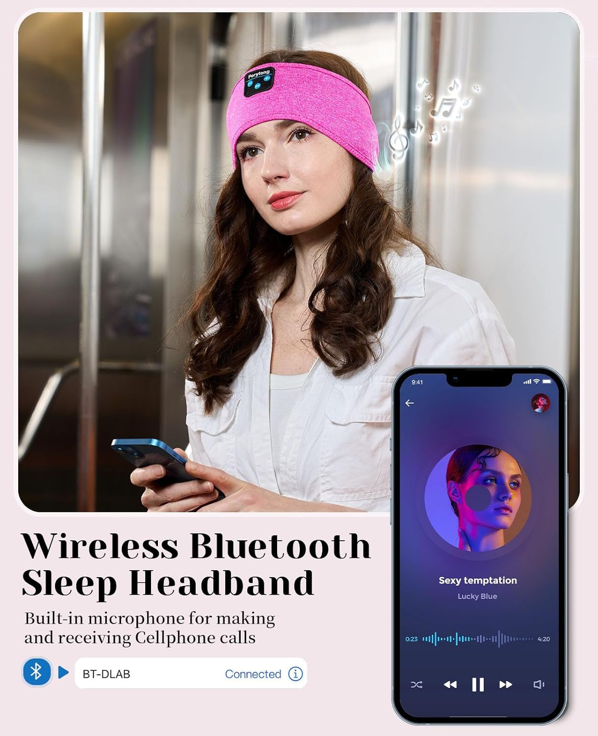 Ultra-Soft Sleep Headband with Built-in Headphones - Perfect for Side Sleepers and Music Lovers