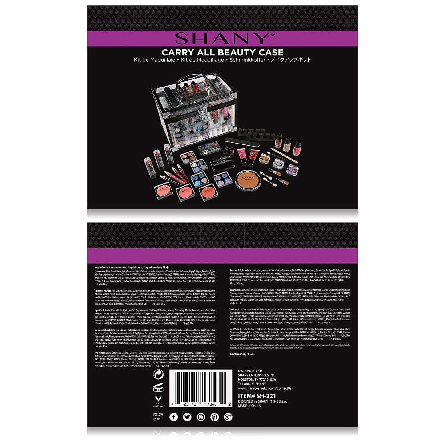 Professional Makeup Train Case with Reusable Aluminum Storage Organizer, Complete Set Including Eye Palettes, Blushes, Face Powders, Manicure and Pedicure Tools, and Cosmetic Brushes.