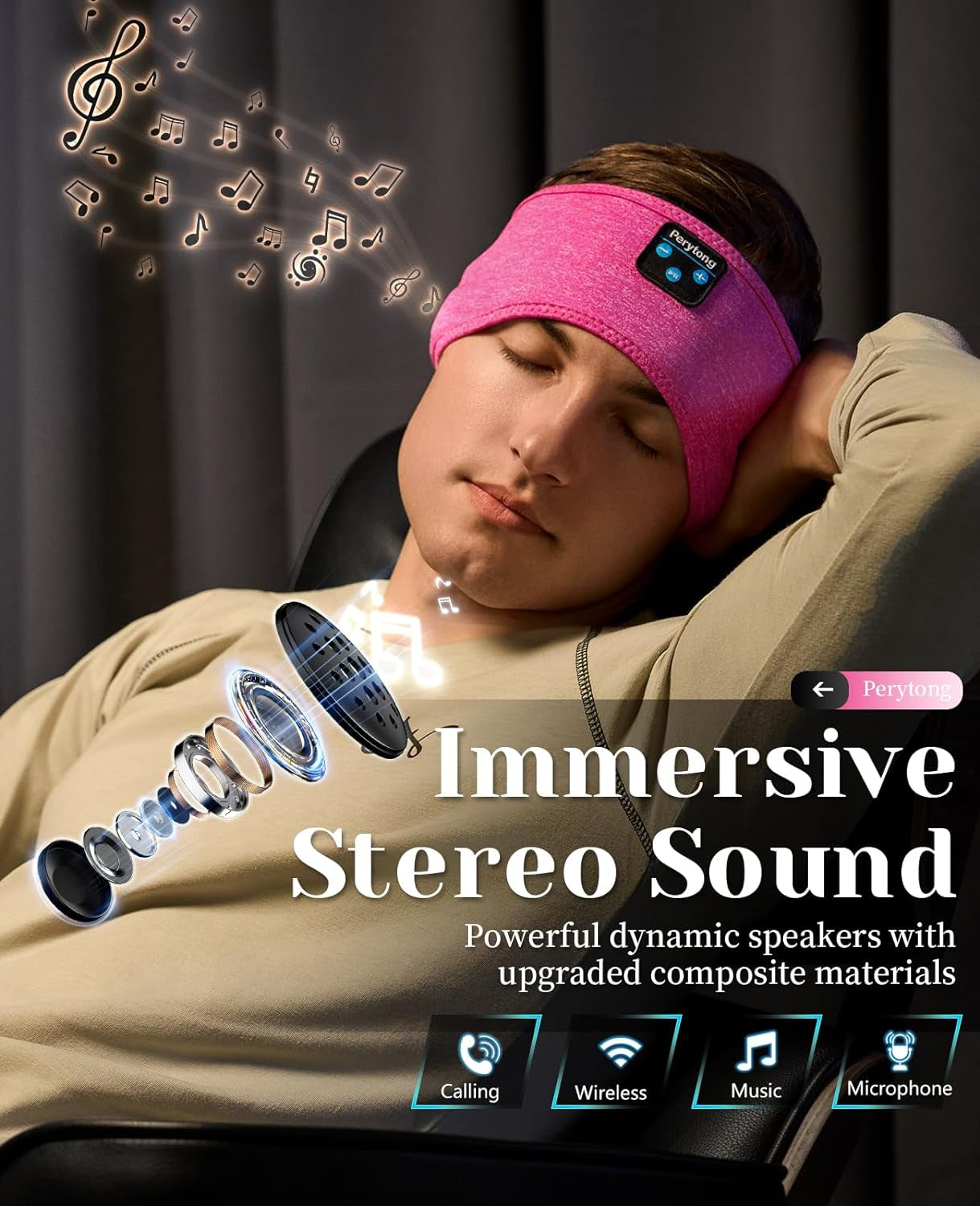 Ultra-Soft Sleep Headband with Built-in Headphones - Perfect for Side Sleepers and Music Lovers