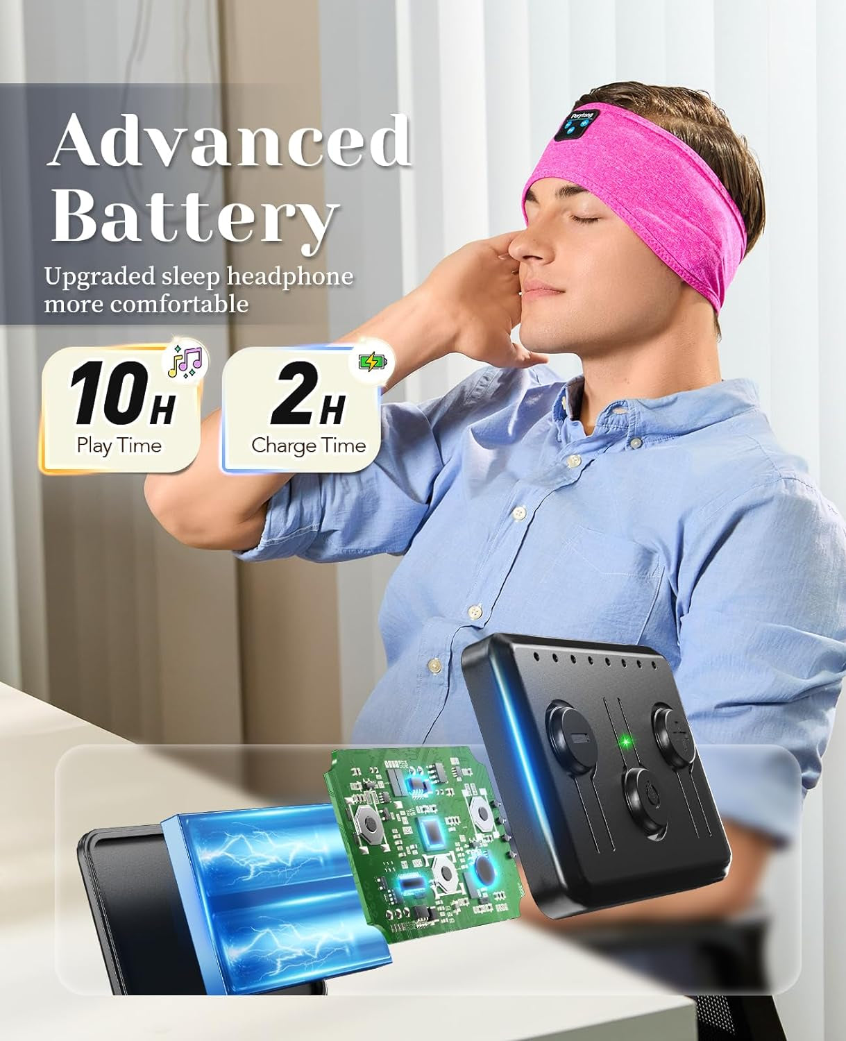 Ultra-Soft Sleep Headband with Built-in Headphones - Perfect for Side Sleepers and Music Lovers