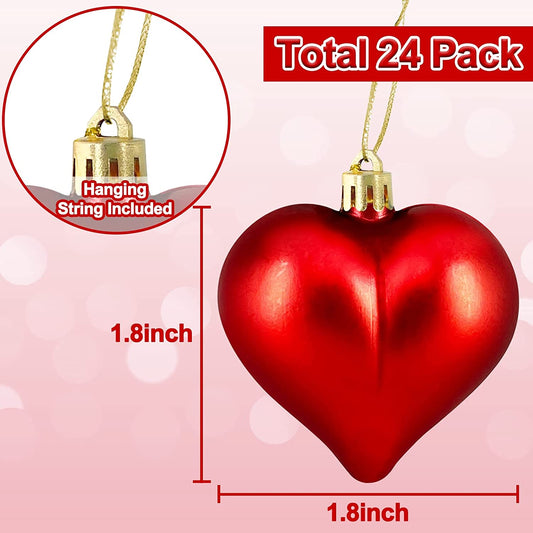 24 Pcs Valentine's Day Heart-Shaped Ornaments - Double-Sided Romantic Decorations for Indoor & Outdoor (Red, Pink, Purple)