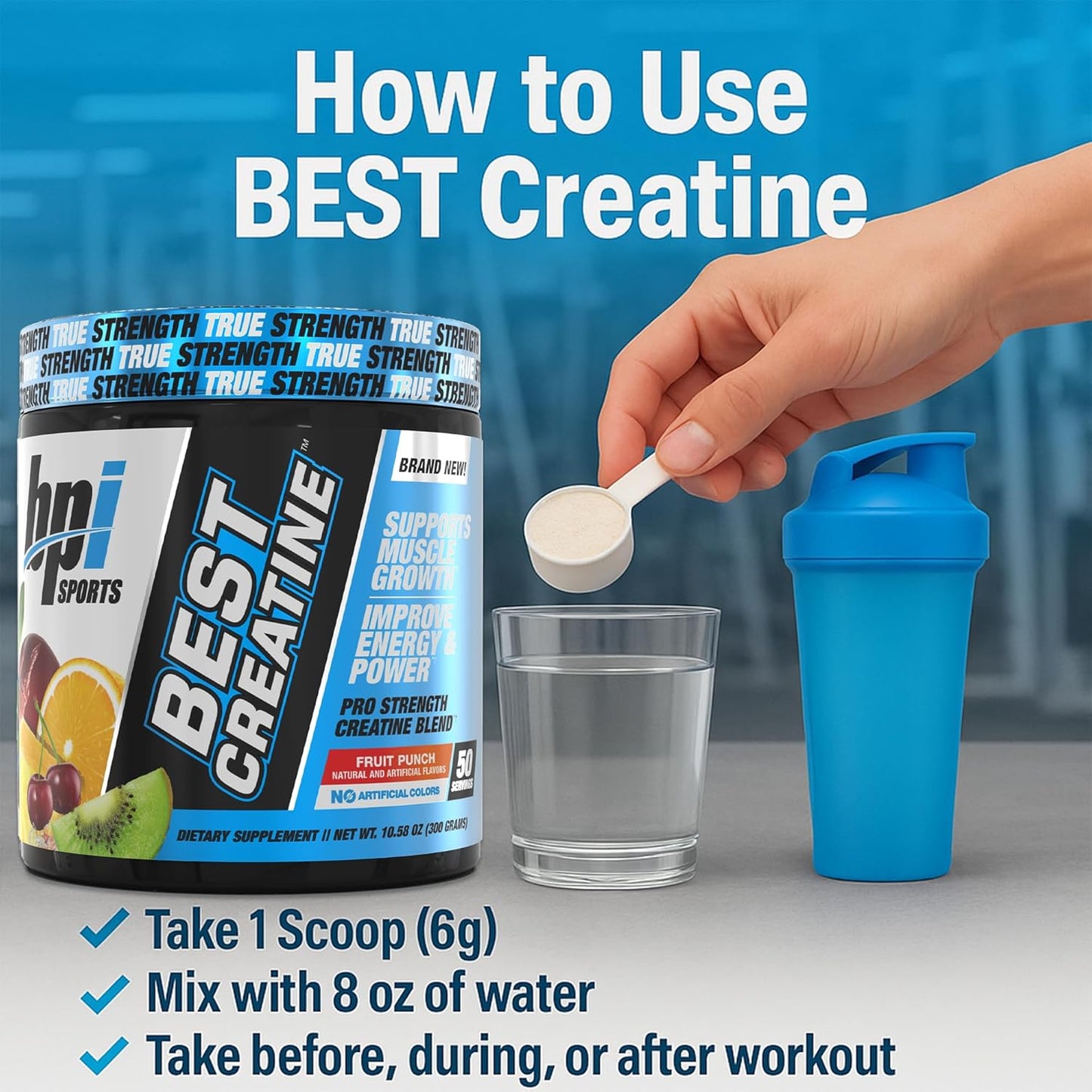 Ultimate Creatine Monohydrate - Enhanced Strength & Endurance with Himalayan Salt - No Bloat Formula - Fruity Punch Flavor - 50 Servings - 10.58 Oz