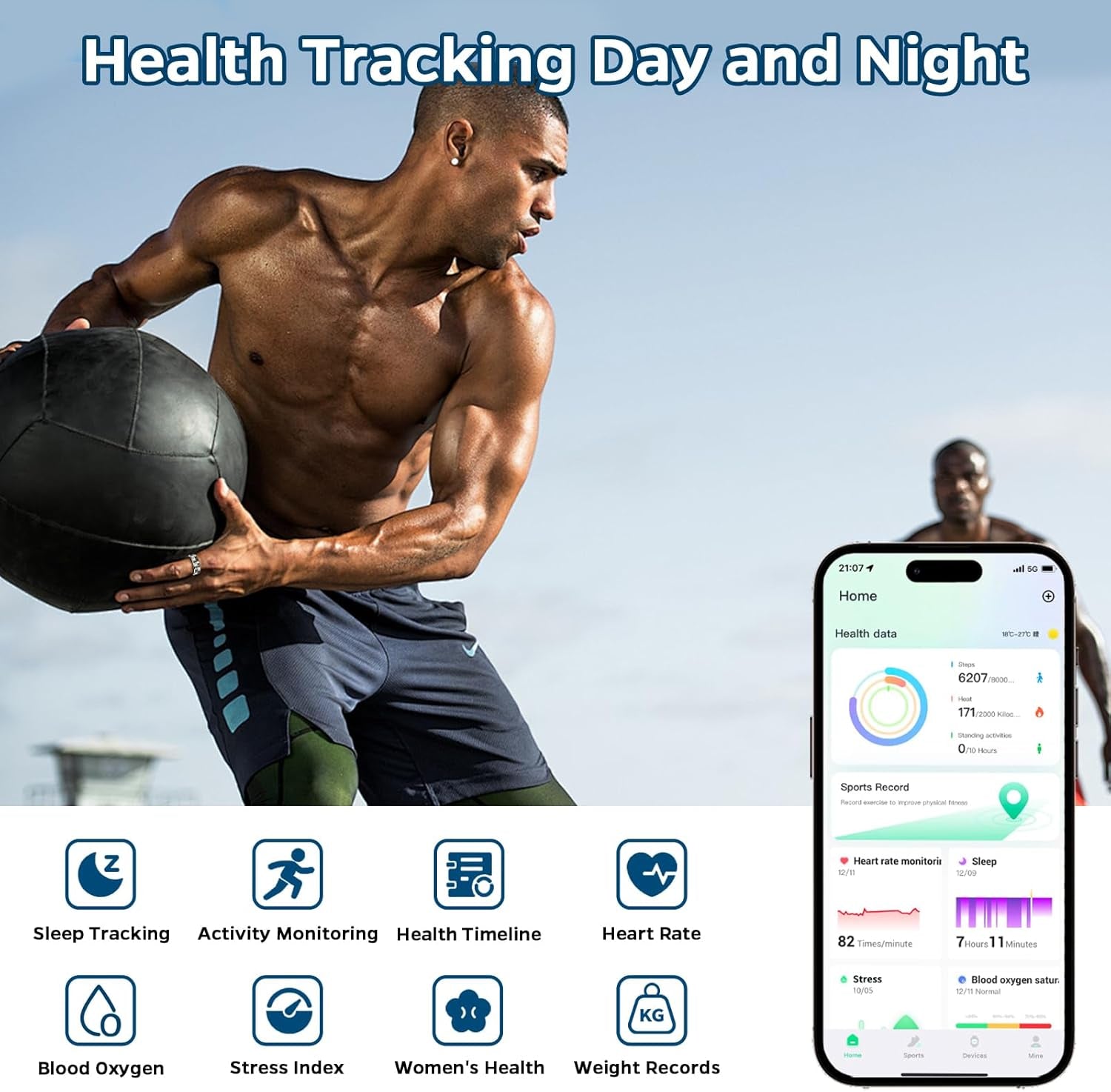 Stylish Silver Smart Ring Health & Fitness Tracker - Monitor Heart Rate, Sleep, Activity, and More! Waterproof with 7-Day Battery Life, Compatible with iOS & Android