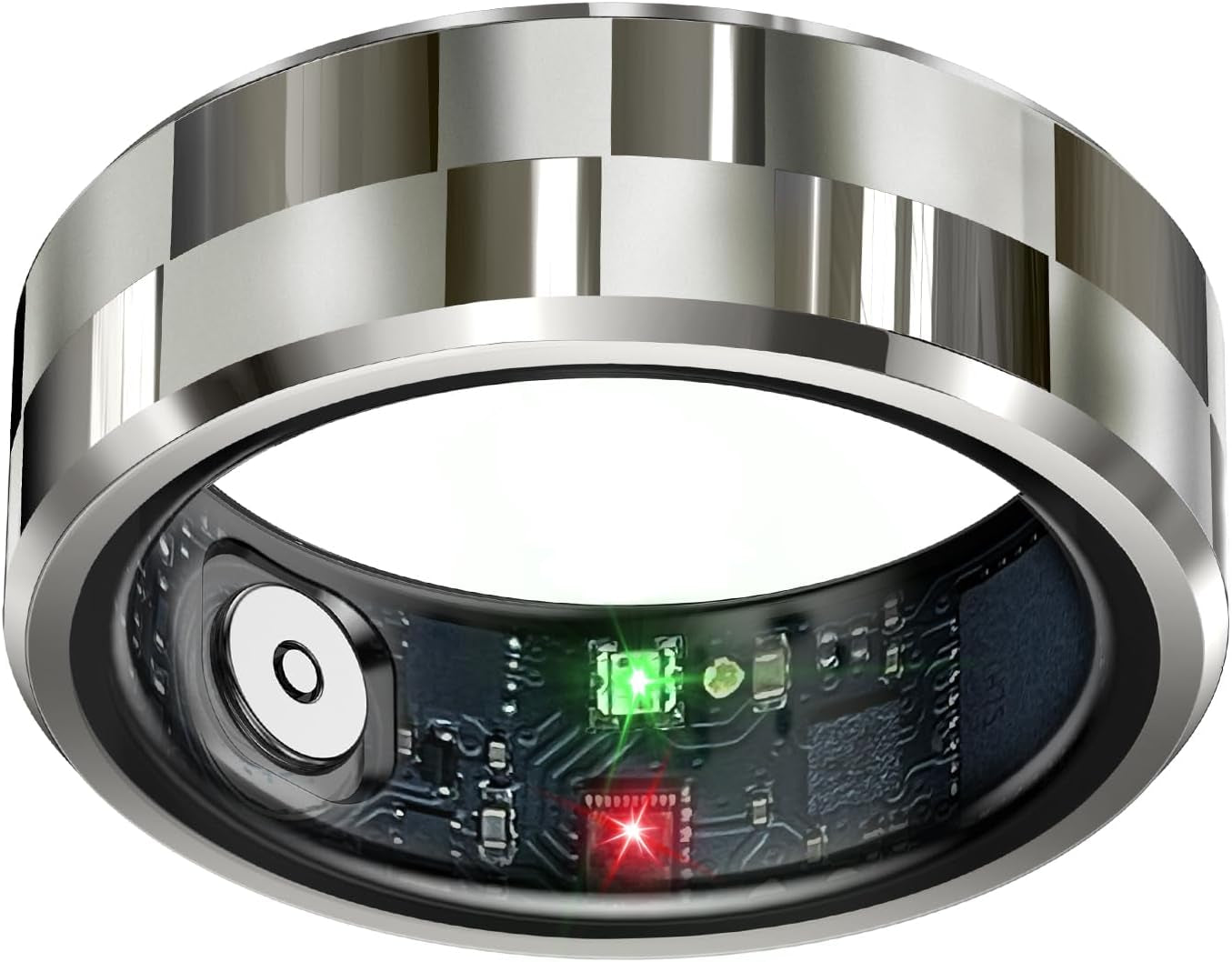 Stylish Silver Smart Ring Health & Fitness Tracker - Monitor Heart Rate, Sleep, Activity, and More! Waterproof with 7-Day Battery Life, Compatible with iOS & Android