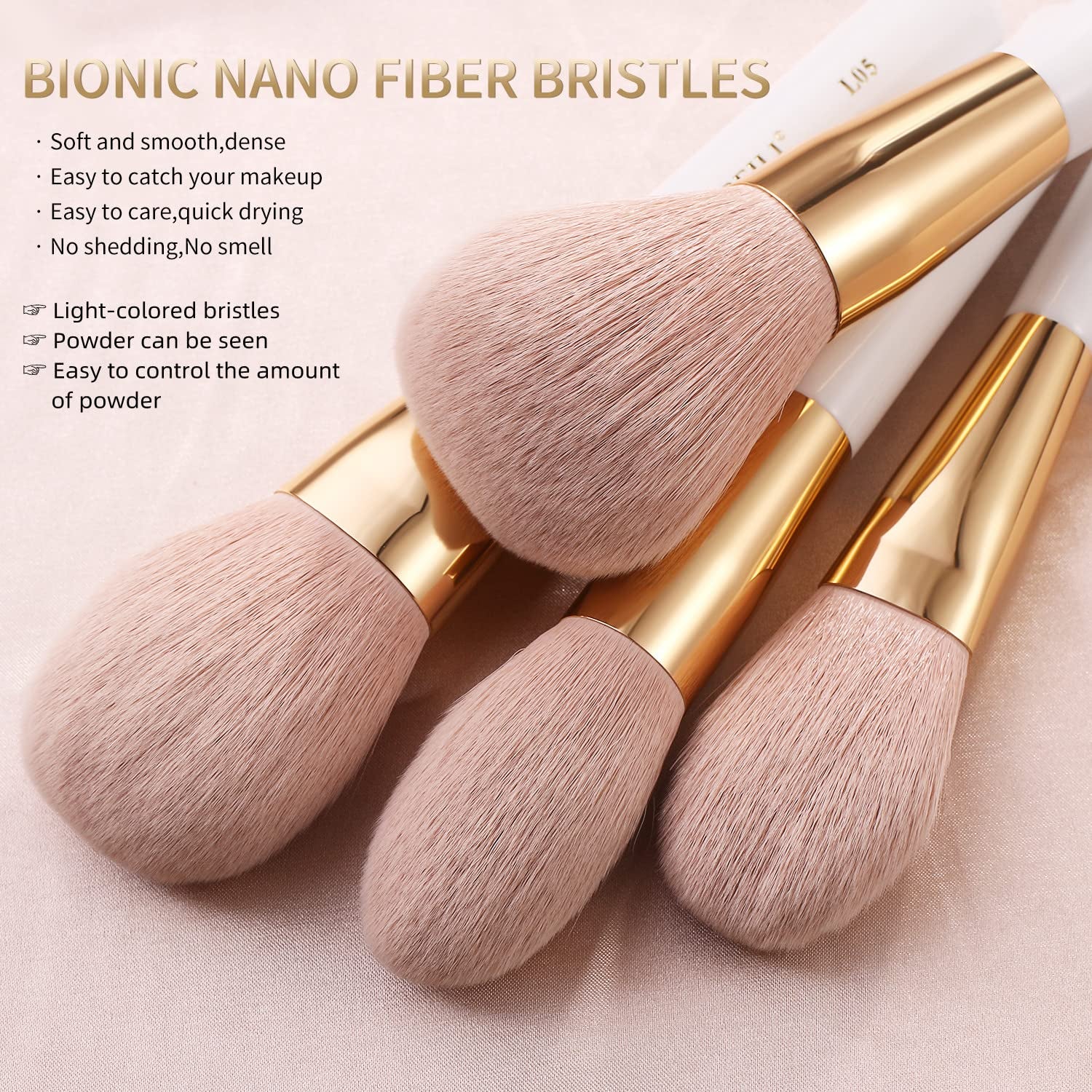 30-Piece Professional Makeup Brush Set - Premium Vegan Synthetic Kabuki Foundation, Blending, Face Powder, Blush, Concealer, and Eyeshadow Brushes in White/Rose Gold
