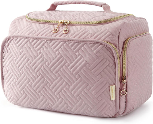 Women's Travel Toiletry and Cosmetic Organizer Bag with Handle, Full-Sized Travel Accessories