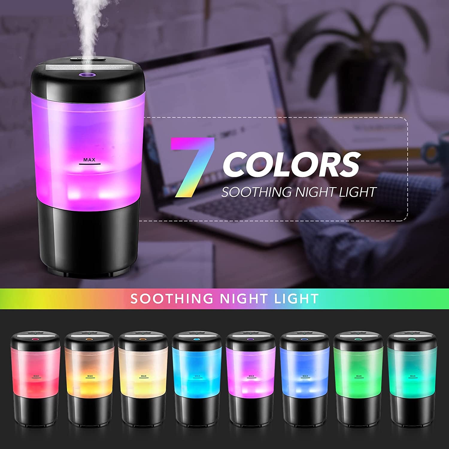 Portable 7-Color Car Diffuser & Humidifier for Essential Oils - Perfect Travel Companion!