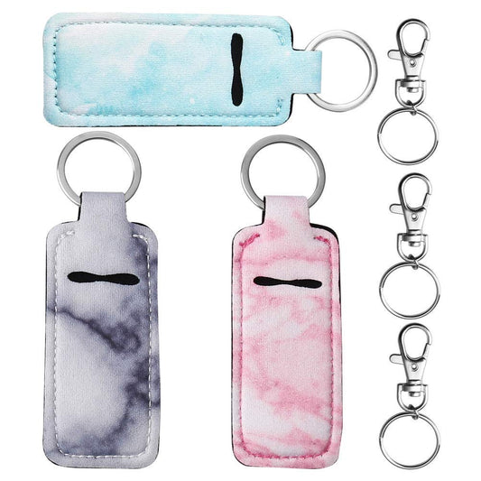 Set of 3 Marble Lip Balm Holders - Stylish Stocking Stuffers for Teen Girls and Women - Ideal Small Christmas Gifts (Pink, Blue, Grey)