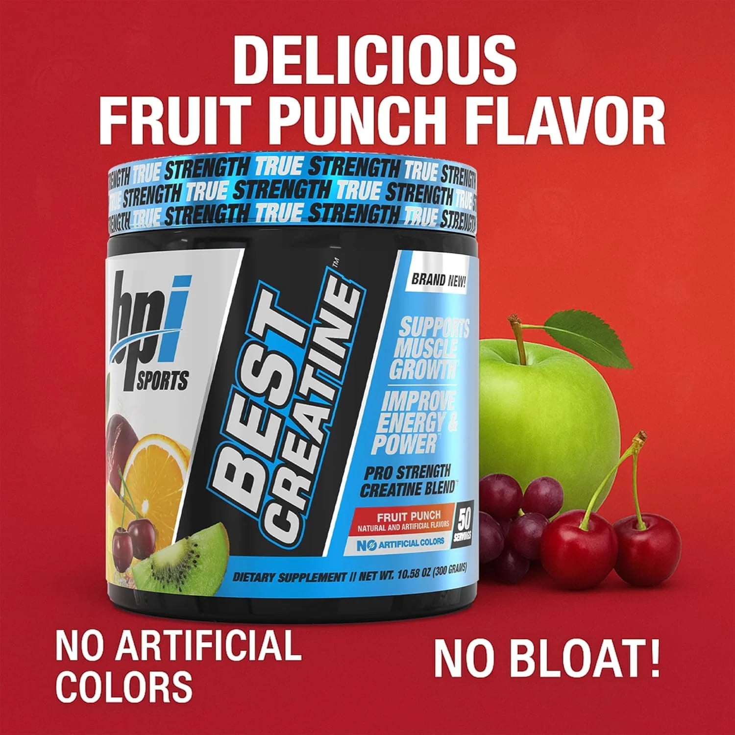 Ultimate Creatine Monohydrate - Enhanced Strength & Endurance with Himalayan Salt - No Bloat Formula - Fruity Punch Flavor - 50 Servings - 10.58 Oz