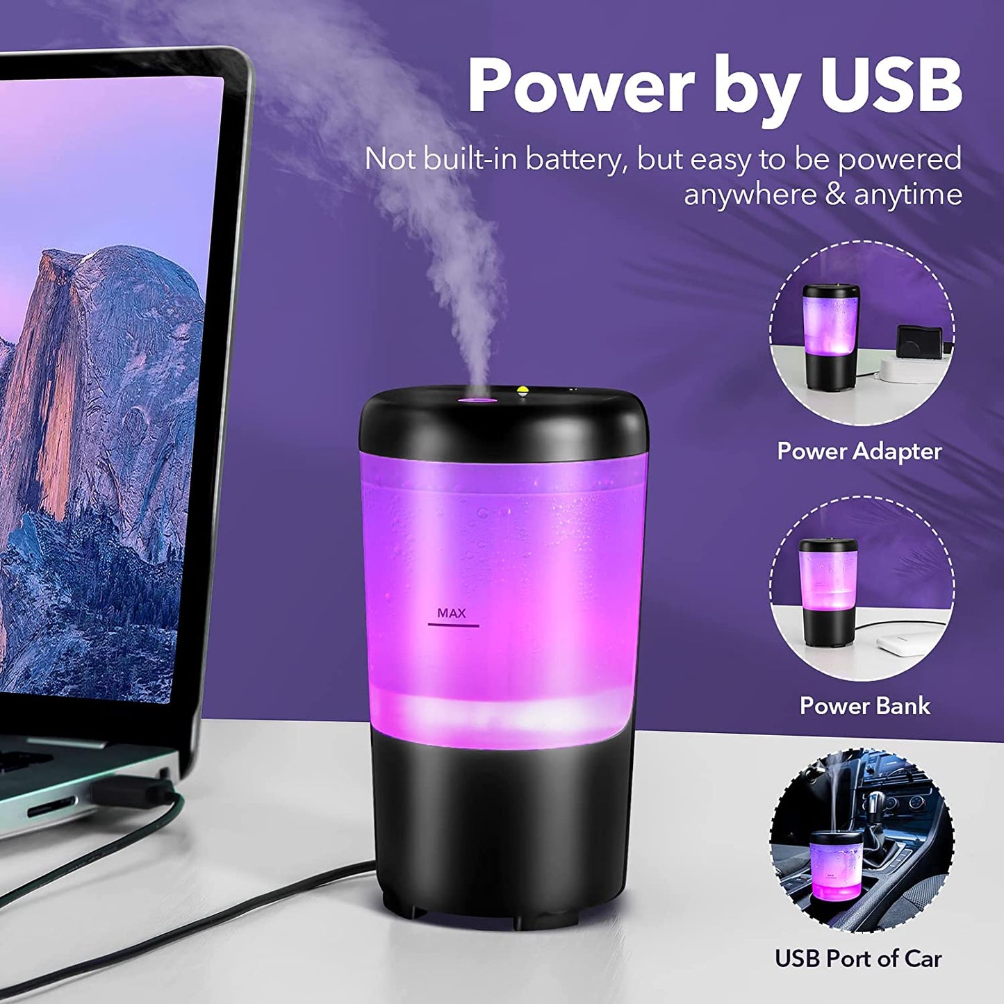 Portable 7-Color Car Diffuser & Humidifier for Essential Oils - Perfect Travel Companion!