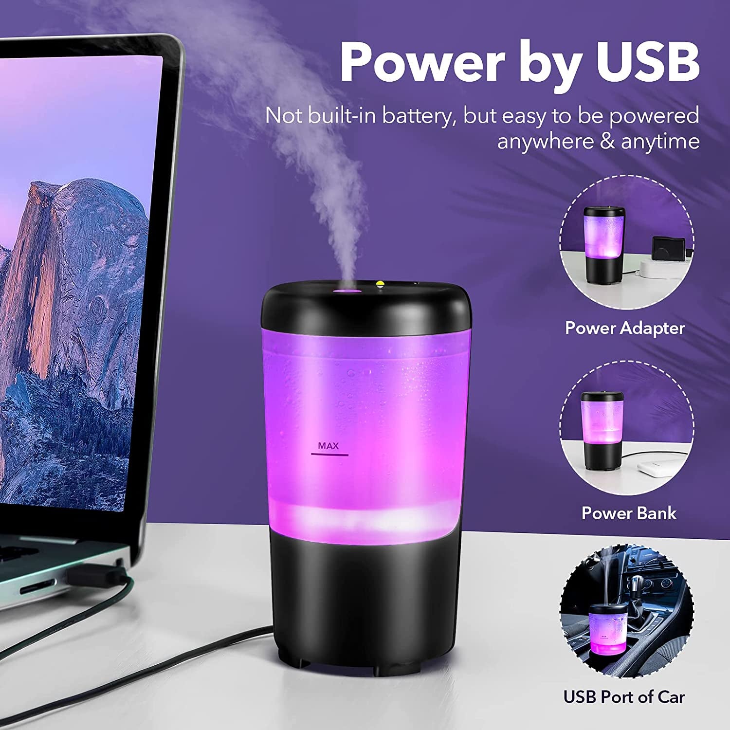 Portable 7-Color Car Diffuser & Humidifier for Essential Oils - Perfect Travel Companion!