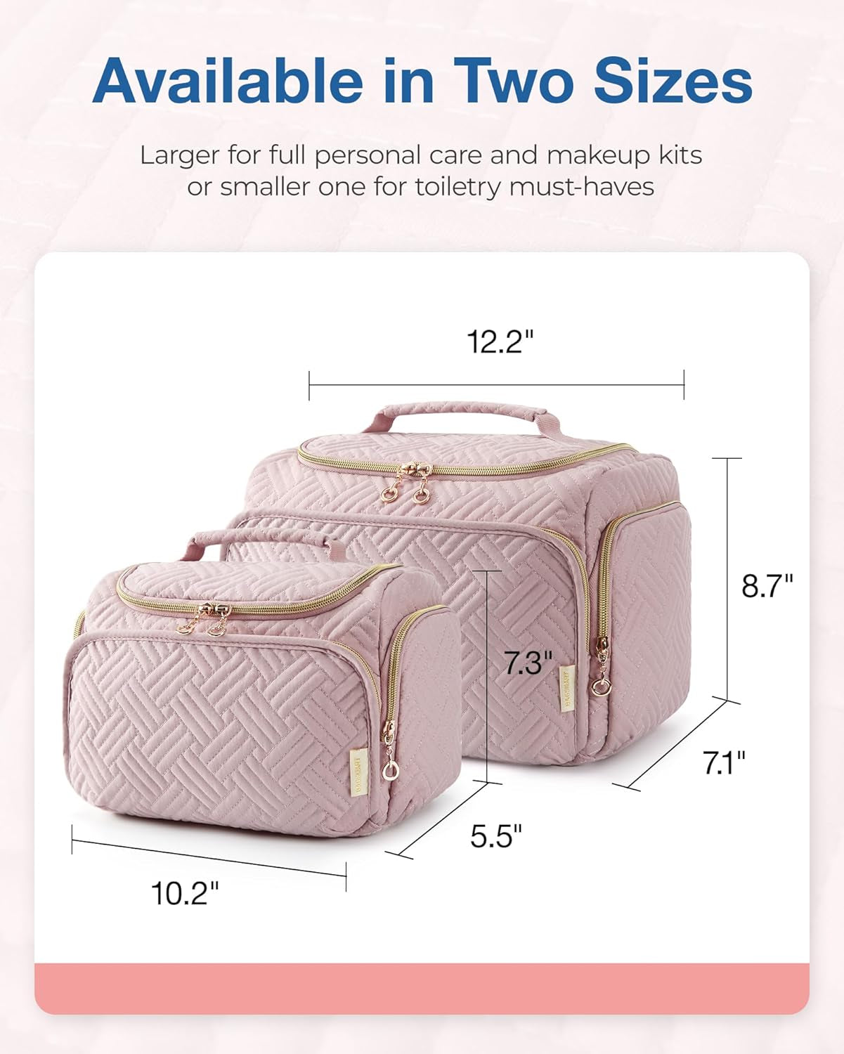 Women's Travel Toiletry and Cosmetic Organizer Bag with Handle, Full-Sized Travel Accessories